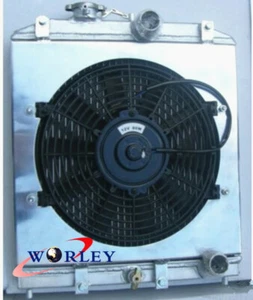 4 ROW Radiator+Windshield+FAN For Honda Civic EK EG D15 D16 1992-2000 28MM PIPE - Picture 1 of 8