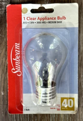 Sunbeam Clear Appliance Bulb A15 130V Medium Base Oven/Fridge/Microwave Oven - Image 1 of 2