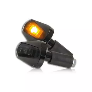 Clignotants d'extrémité de guidon universel moto en aluminium Knight noir teinté testé électroniquement - Photo 1 sur 4