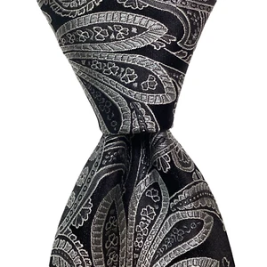 DANIEL CREMIEUX SevenFold Silk Necktie ITALY Luxury FLORAL Black/Gray NWT $120 - Picture 1 of 4