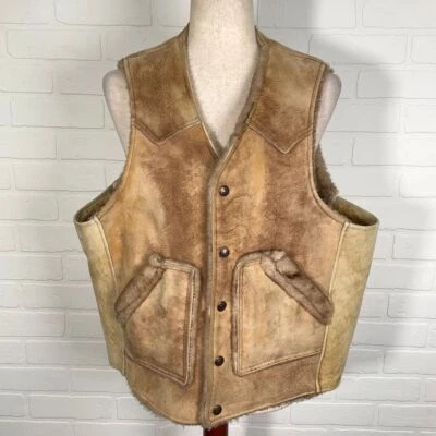 Schott NYC Vest Women 38 Brown Shearling Suede Western Rancher Cowgirl USA  VTG - Image 1 of 4