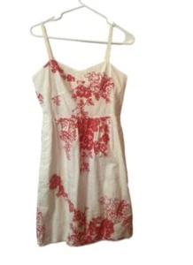 J CREW SZ 12 WHITE Orange Coral FLORAL EMBROIDERED DRESS - Picture 1 of 5