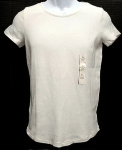 Cat & Jack Geripptes Kurzarm T-Shirt Mandel Creme Mädchen XL (14-16) Neu - Bild 1 von 7