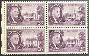 US 1945 Sc# 932 block of 4 MNH OG FDR Franklin D Roosevelt White House - Picture 1 of 2
