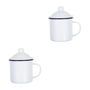  Taza de café de viaje de 2 piezas esmaltada tazas de camping desayuno beber té - Imagen 1 de 12