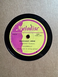 78Rpm Blues, Leadbelly 'Goodnight Irene / Ain't You Glad' Melodisc! - Picture 1 of 4