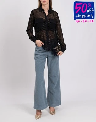 RRP €273 FRANKIE MORELLO Crepe Button-Up Shirt Size XS Contrast Dots See Through - Image 1 of 4