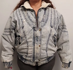 Vintage British Mist Cotton Acid Washed Jean Jacket 80's Womens Sz Large - Picture 1 of 24