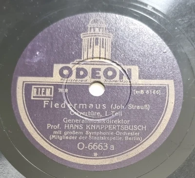 Prof. Hans Knappertsbusch - Fledermaus Teil 1 + 2 Odeon O-6663 12" Schellack - Bild 1 von 4