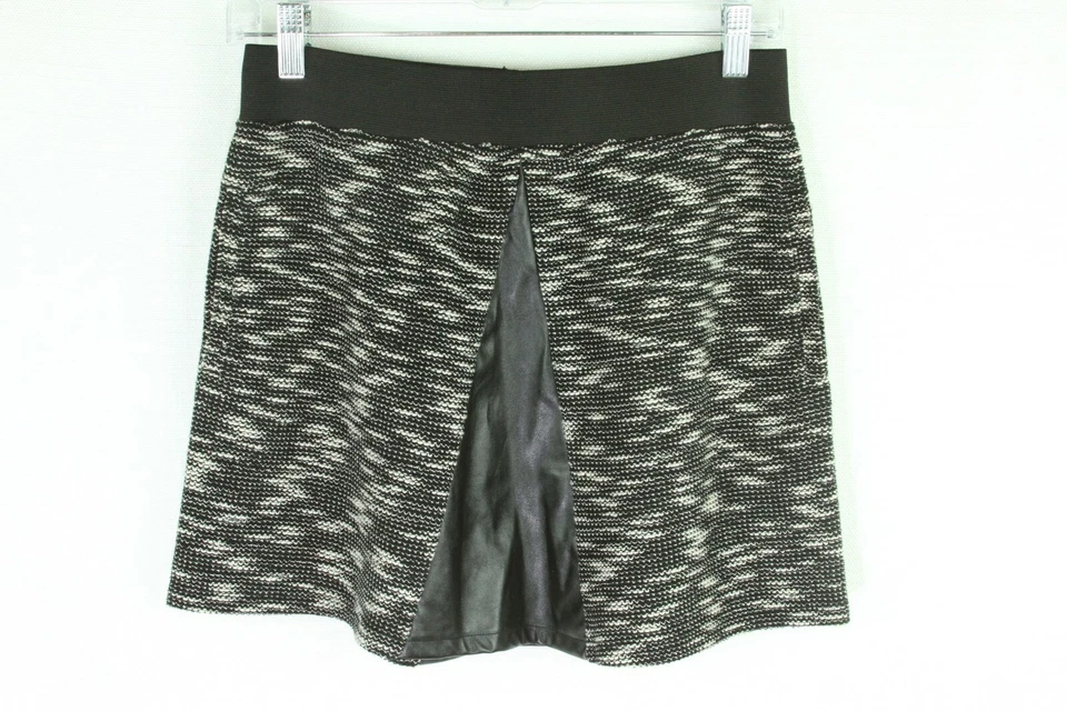 Victoria's Secret Skirt Flare A-Line Tweed Knit Faux Leather Black S - Image 1 of 4
