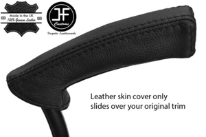 BLACK & BLACK TOP GRAIN LEATHER HANDBRAKE HANDLE COVER FITS SAAB 93 9-3 03-12 - Afbeelding 1 van 3