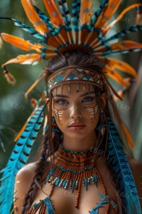 Impresión artística arriesgada de modelo de niña nativa americana con curvas 4x6 A8898 - Imagen 1 de 1