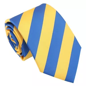 Royal Blue & Yellow Classic Stripe Formal Casual Mens Modern Style Tie by DQT - Picture 1 of 3