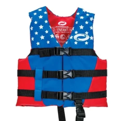O'rageous Americana Child Nylon Life Vest NWT 33-55 pounds Red White Blue
