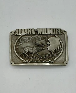 Vintage Alaska Wildlife Belt Buckle 1983 1980's Moose Limited Ed Hunter Hunting - Picture 1 of 2