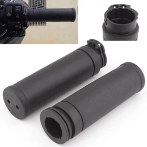1" Motorcycle Black Handle Bar Rubber Hand Grips For Harley Softail Road King - Picture 1 of 12