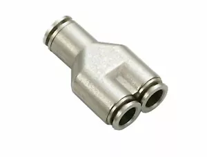 1/4" OD Hose Push To Connect Union Y Fitting, Nickel Plated Brass - Bild 1 von 1