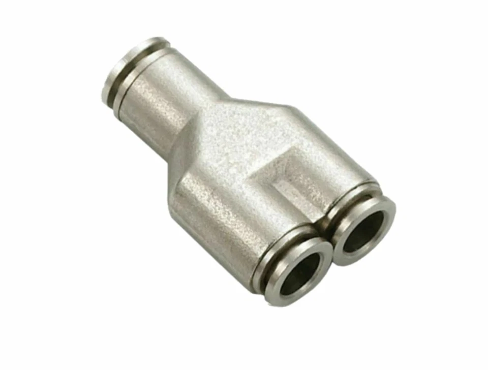 Manguera OD de 1/4" empuje para conectar unión montaje en Y, latón niquelado Foto 1 de 1