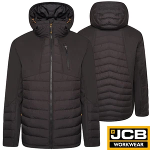 JCB Trade Hybrid Padded Jacket FleeceLined Softshell Workwear Winter Hooded Coat - Picture 1 of 11