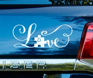 Love Autism Awareness Puzzle Piece - Safety Sign Car Vinyl Decal Sticker - Picture 1 of 2