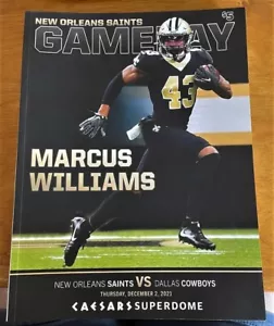 2021 NEW ORLEANS SAINTS GAMEDAY PROGRAM vs DALLAS COWBOYS - MARCUS WILLIAMS 12/2 - Picture 1 of 2