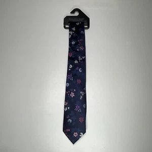 Corbata William Hunt WH Savile Row Azul Geométrico Floral Nueva Con Etiqueta - Imagen 1 de 11