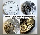 Antique H T W Co Pocket Watch Movement No 85547 Bal Moves 29mm 