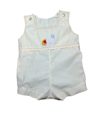 Mameluco bebé vintage de lino amarillo claro, sin etiquetas, mide alrededor de 6-9 m Foto 1 de 4