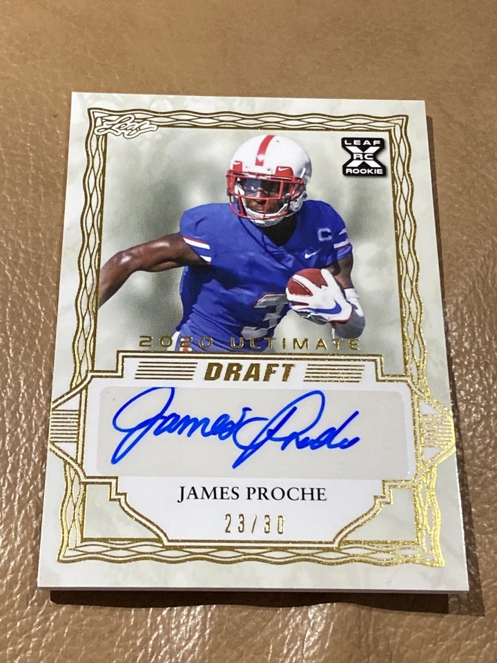 James Proche RC 2020 Leaf Ultimate Draft Gold Parallel Auto  23/30 BA-JP1 - Image 1 of 4