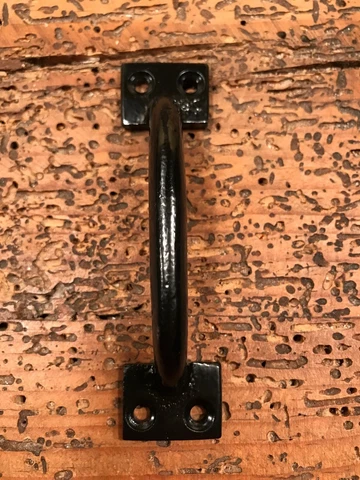 ONE (1)  Black  CAST IRON Drawer Cabinet Door Gate Shed Handle Pull Cover
