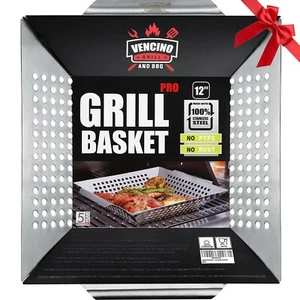 Grill Baskets for Outdoor Grill, Heavy Duty Stainless Steel 1Pcs 12" - Picture 1 of 6