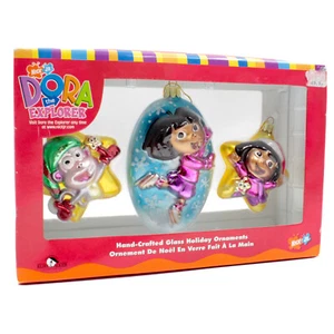 Kurt Adler Dora The Explorer Hand Crafted Glass Holiday Ornaments Christmas Set - Picture 1 of 12