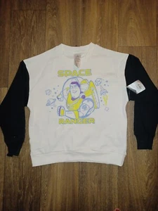 NWT Disney Toy Story Buzz Lightyear Pullover Sweatshirt in Black & White L 10/12 - Picture 1 of 5