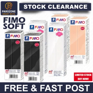 FIMO Soft 454g Polymer Modelling Ove Bake Clay - Black or White Set - Picture 1 of 21
