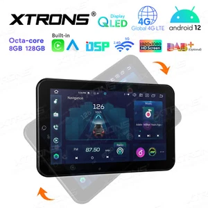 12.8'' Android 12 Double 2 Din QLED Rotatable Screen Car Stereo Radio Carplay BT - Picture 1 of 18