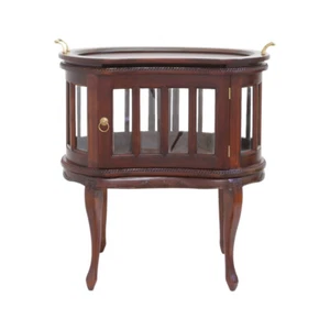 Solid Mahogany Wood Peanut Shape Tea Table Antique Reproduction Style - Picture 1 of 7