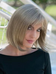 Carley Wig by Envy, All Colors, Short Bob with Bangs Monofilament Wig - Picture 1 of 46