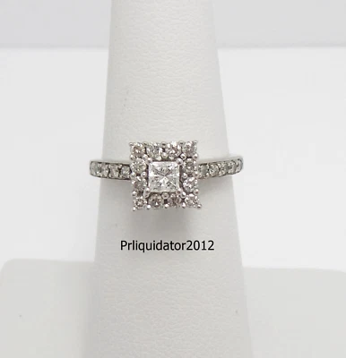 1/2CT Natural Diamond Halo Engagement Wedding Bridal Ring Band 14K White Gold - Image 1 of 4