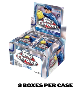 2025 Topps Chrome MLB Baseball 8-Box Hobby Jumbo Case (24 Autos) Neu Menge Vorverkauf - Bild 1 von 2
