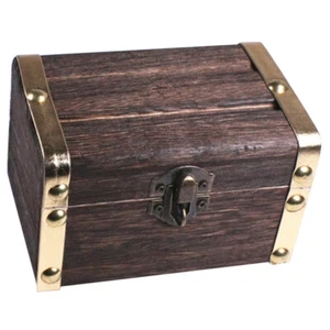 Treasure Chest Coin Collection Box Wood Treasure Chest Small Wooden Box - Picture 1 of 12