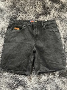 Pantalones Cortos Empyre Negros Denim Para Hombre Talla 38 Sueltos Patinador Grunge Usados en Excelente Condición - Imagen 1 de 6