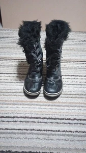 Tolle klassische Sorel Damen Joan of Arctic wasserdichte Schnürstiefel US4 SCHWARZ/BLAU - Bild 1 von 7