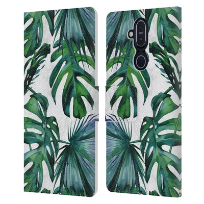 NATURE MAGICK PALM LEAVES ON MARBLE LEATHER BOOK CASE FOR MICROSOFT NOKIA PHONES - Image 1 of 4