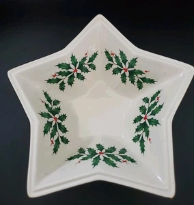 Lenox Star Shaped Bowl Poinsettia Flower Gold Trim American By Design Collection - Picture 1 of 10