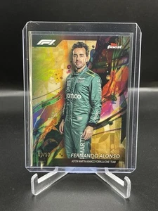 2024 TOPPS FINEST FORMULA 1 RACING FERNANDO ALONSO GOLD REFRACTOR COMMON /50 - Picture 1 of 2