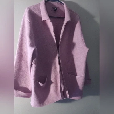 Chaqueta de cuello clásico tejido de lana Eileen Fisher Boucle con cremallera de 2 lados Foto 1 de 4