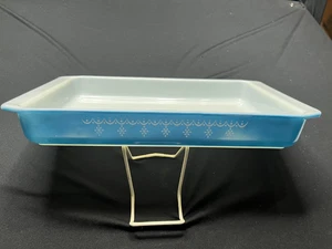 Vintage Pyrex Snowflake Garland Blue #933 Baking Dish - Lasagna Pan 13" X 8.75" - Picture 1 of 10