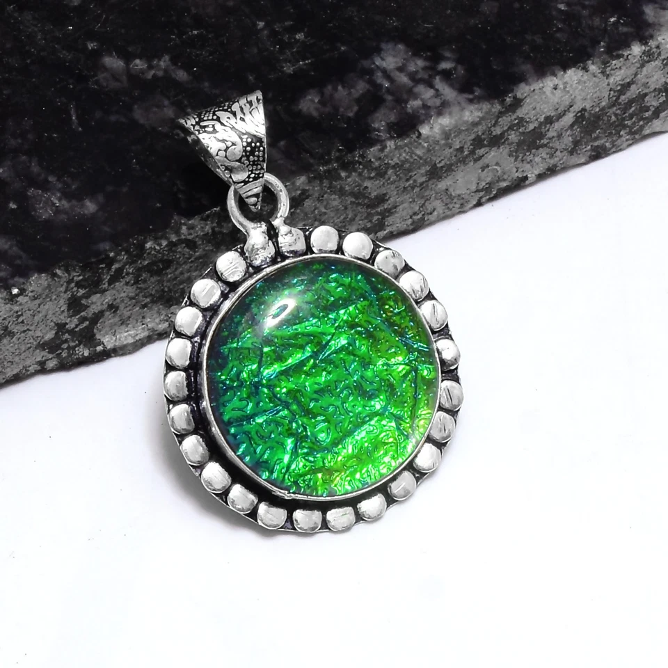 Pingente de presente étnico feito à mão opala fogo triplo joia 1,68" P-570 - Imagem 1 de 1