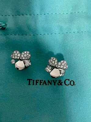 Brand new Tiffany & Co. Paper Flowers Stud Earrings Platinum and Diamonds - Image 1 of 4