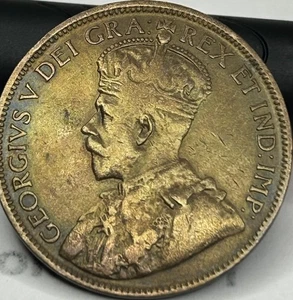 1916 Canadian Large Cent Original Mint Luster Brown Toner AU Condition - Picture 1 of 2